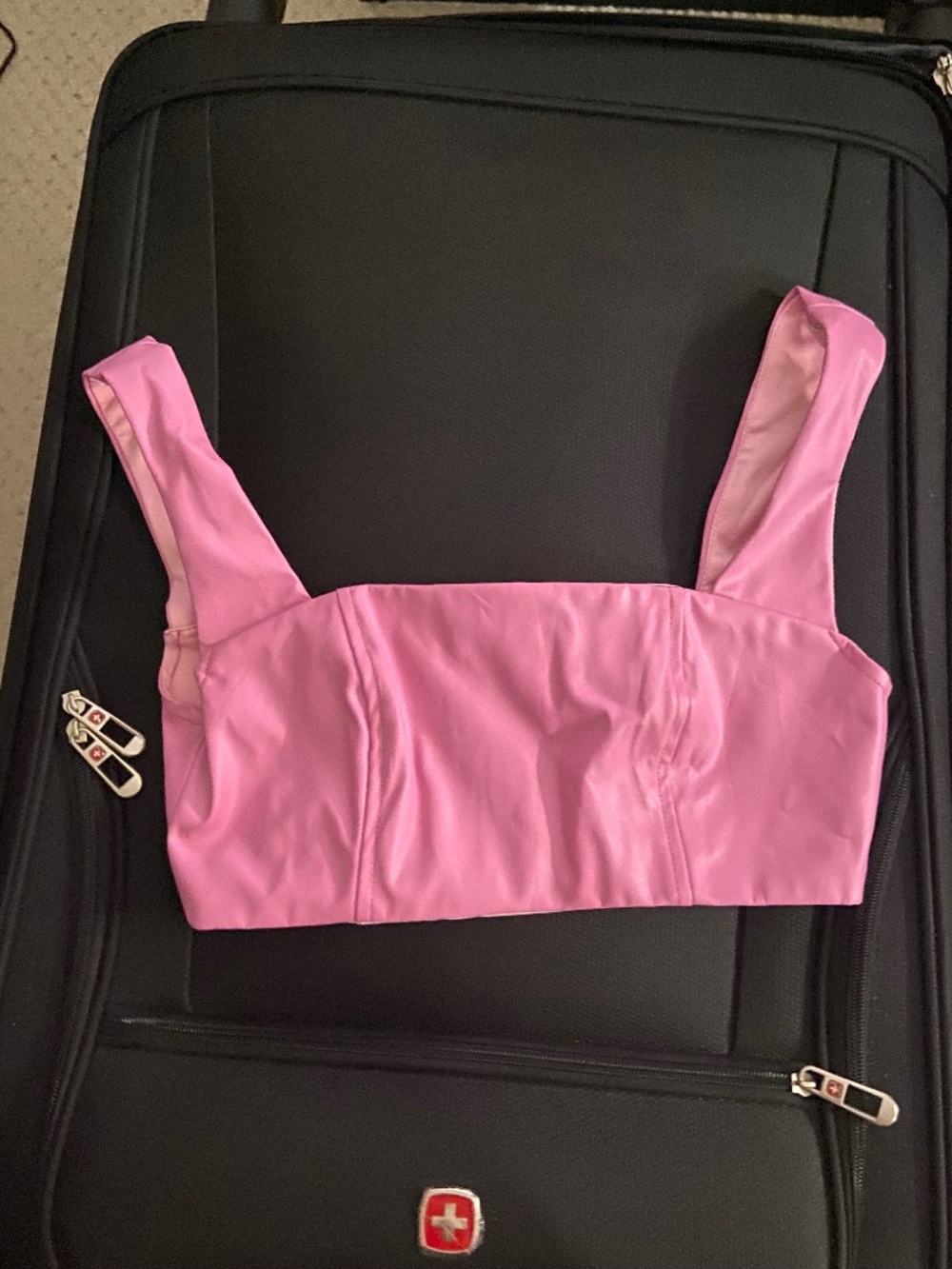 Edikted pink faux leather bralette top SMALL